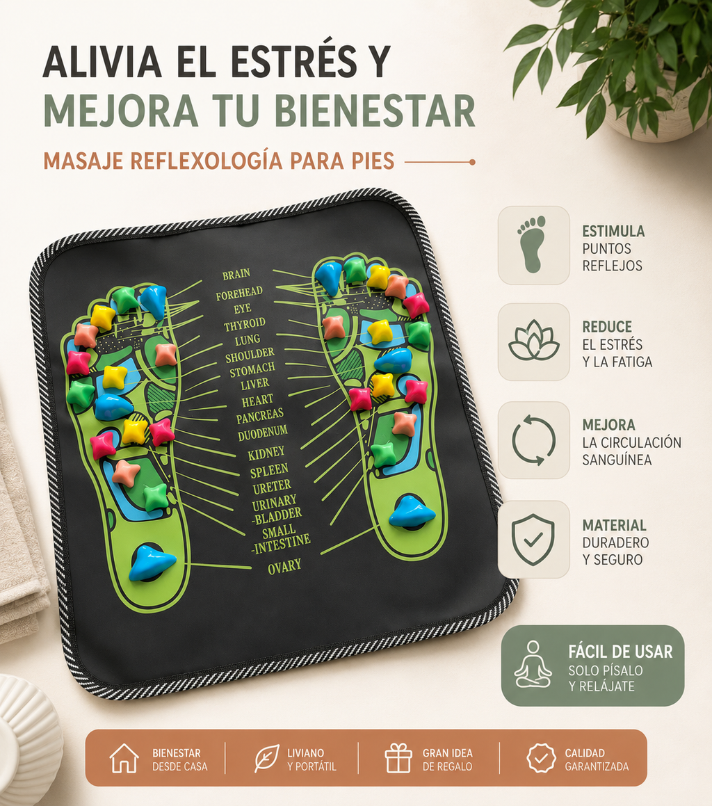 Esterilla de acupresión Tregua, detalle de los puntos de presión de colores